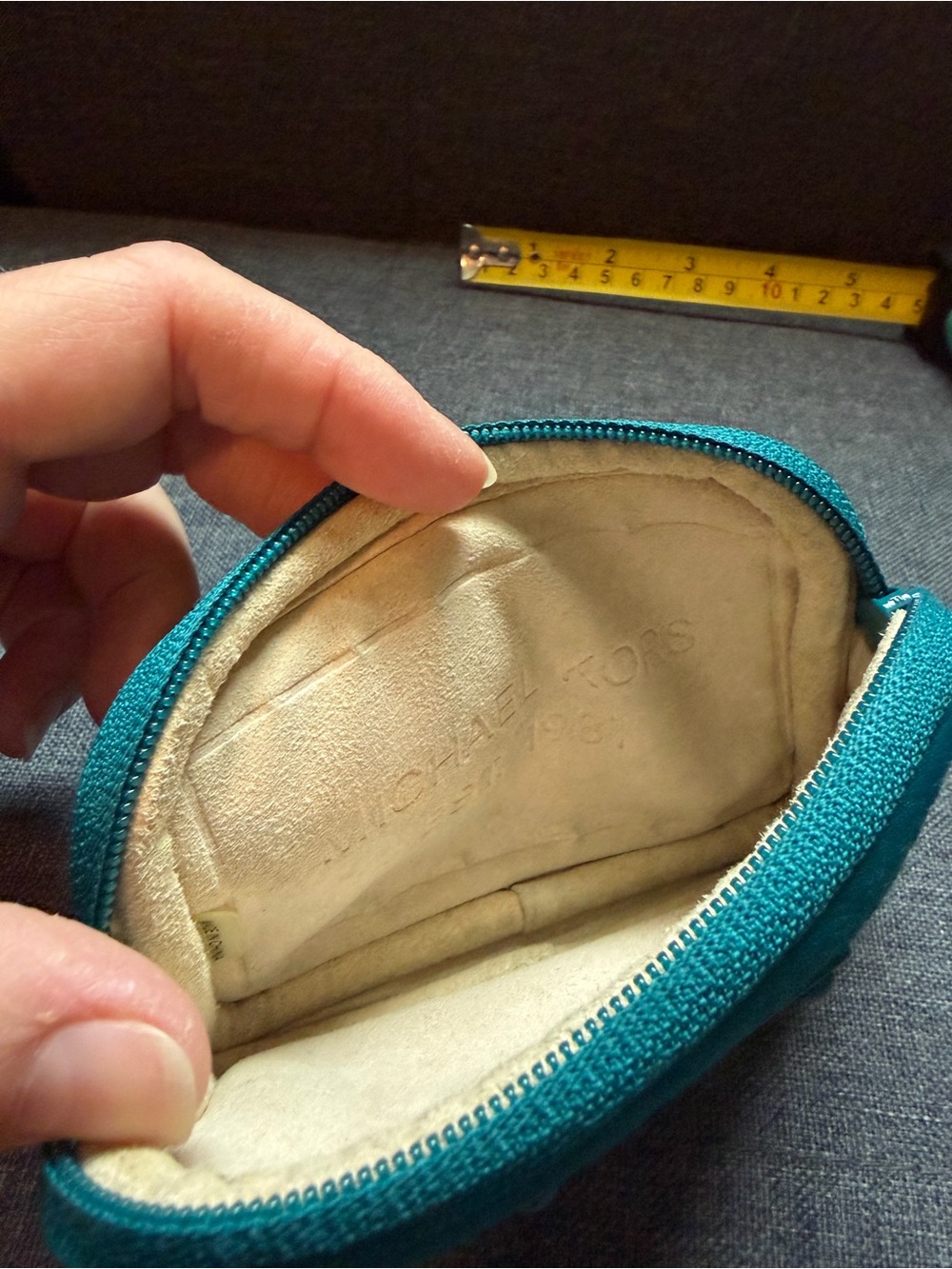 Michael Kors Turquoise Embossed MK Coin Purse - Picture 5 of 9